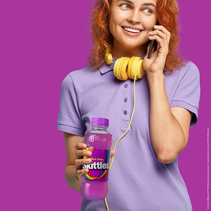 SKITTLES™ Candy Flavored Drink - Wild Berry Flavor | Bulk Candy Drinks with Fruity Flavors | 12 Fl oz. Bottles Pack of 12