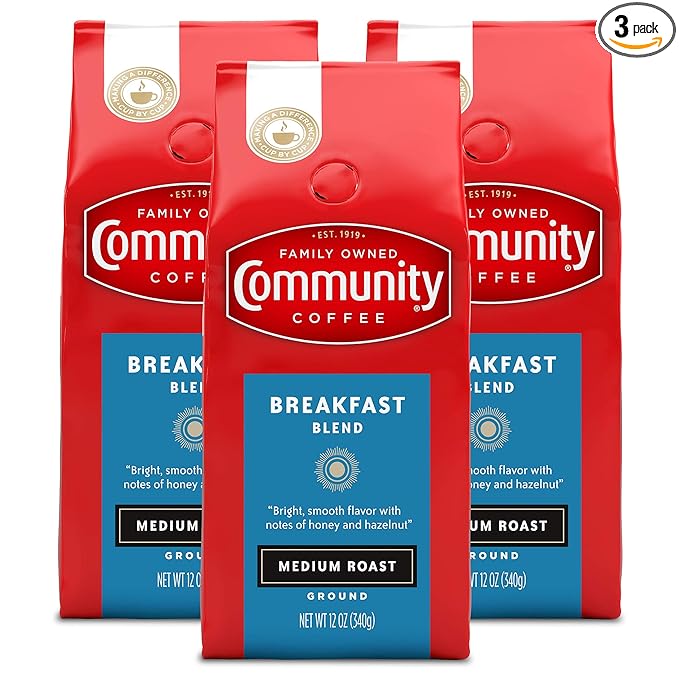 Community Coffee Breakfast Blend 36 Ounce Medium Roast Ground Coffee 12 Ounce (Pack of 3)
