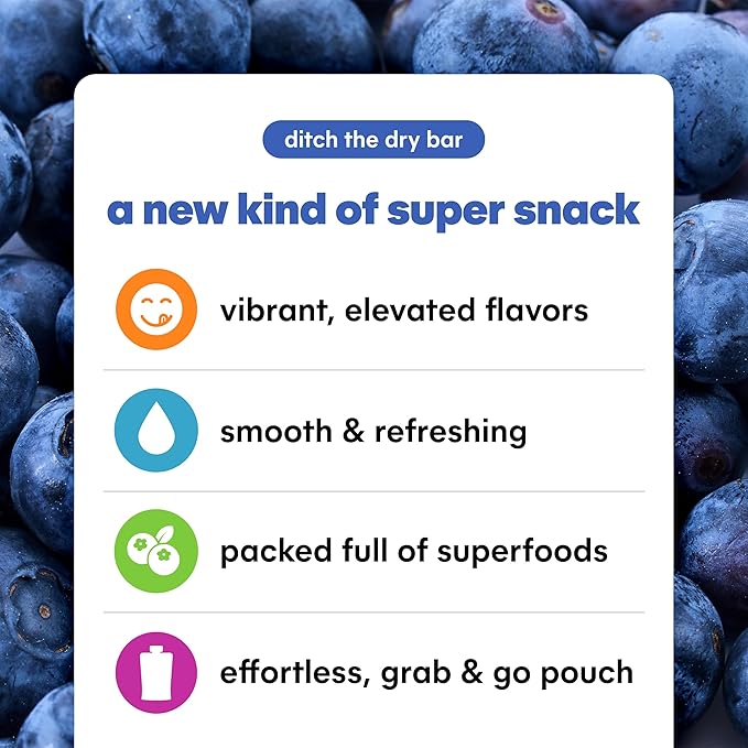 Noka Superfood Fruit Smoothie Pouches Blueberry Beet Healthy Snacks with Flax Seed Prebiotic Fiber and Plant Protein Vegan and Gluten Free Organic Fruit &amp Veggie Squeeze Pouch 4.22 oz 12 Co