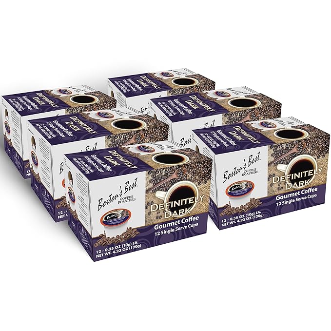 Bostons Best - Definitely Dark Roast Bold &amp Rich Gourmet Coffee Compatible with Keurig Coffee Maker 1 Count (72 Single Serve Cups)