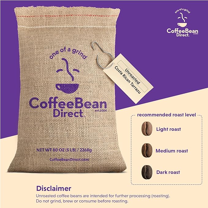Coffee Bean Direct Unroasted Costa Rican Tarrazu 5 Pound (Pack of 1)