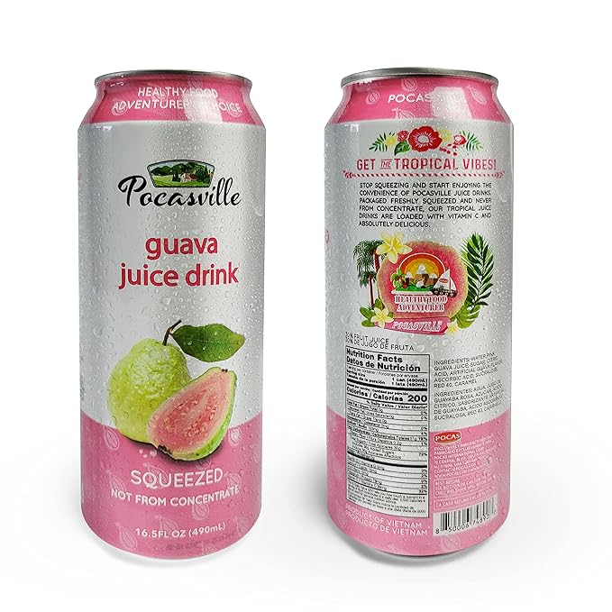 Pocasville Fruit Juices 16.5 Fluid Ounce (Pack of 12) (Guava)