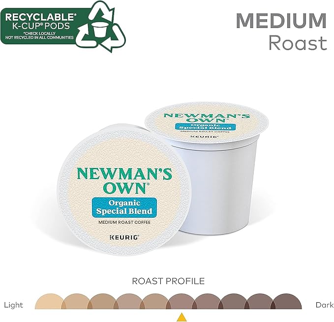 Newman's Own Organics Special Blend Single-Serve Keurig K-Cup Pods Medium Roast 120 Count (5 Boxes of 24 Pods)