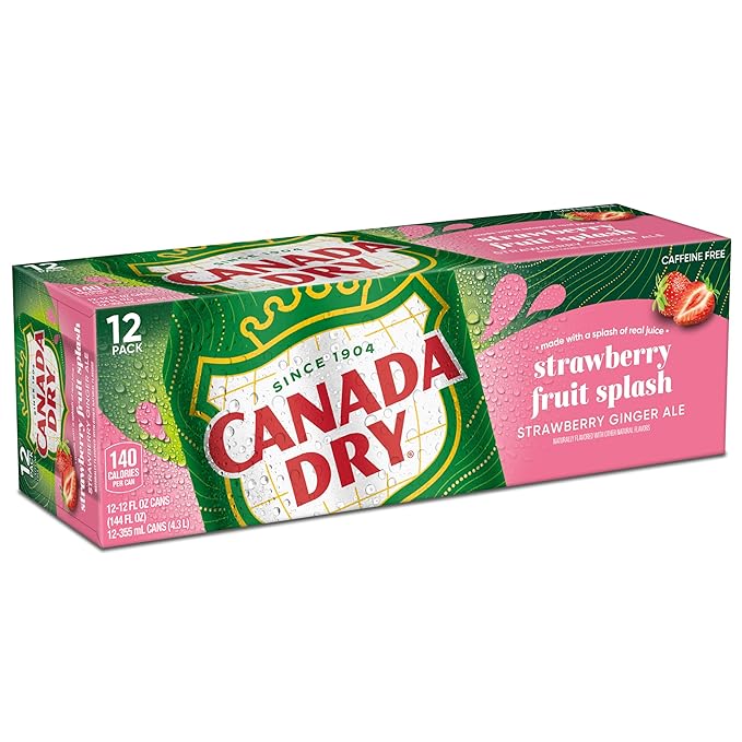 Canada Dry Fruit Splash Strawberry Ginger Ale Soda 12 fl oz cans 12 pack