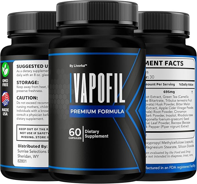 (3 Pack) Vapofil Capsules - Official Vapofil Pills Advanced Premium Supplement Support - Maximum Strength All Natural Vapofil Vitamin for Overall Health &amp Wellness Reviews 180 Capsules for 3 Mon