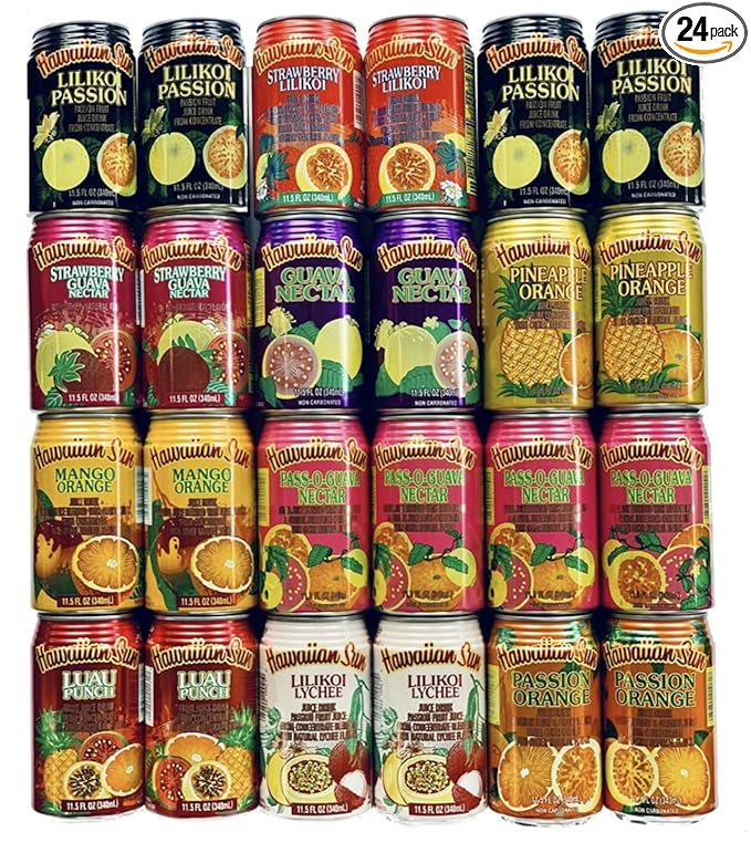 Hawaiian Sun Premium Tropical Juice Drink Party Bundle of 10 Assorted Flavors (24 Cans Total)