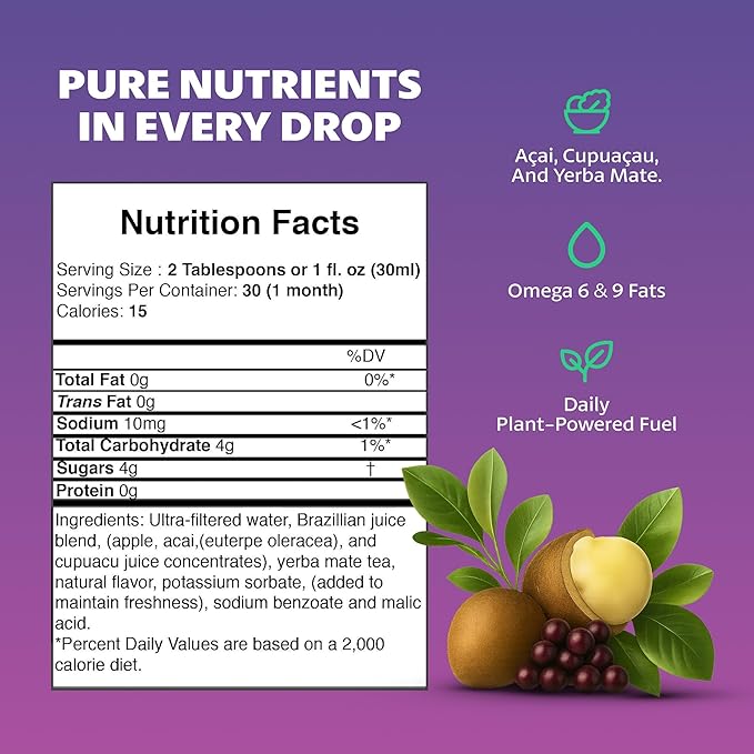 Fruta Vida – 12 Pack of 30 oz Bottles – Acai – Yerba Mate – Cupuacu Juice – by Pro Image International