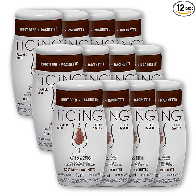 iiCiNG Flavour Shot – Root Beer – All Natural flavours | Zero Calories | 1 bottle | 48ml | 24 servings | You’re in control of your own flavour | All you need to do is squirt | 12 pack