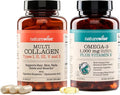 NatureWise [1] Multi Collagen Peptides Pills + Hyaluronic Acid - 90 Capsules[30 Day Supply] + [1] Omega 3 Fish Oil 1000mg + Vitamin E - Wild-Caught - 60 Softgels[30-Day Supply]