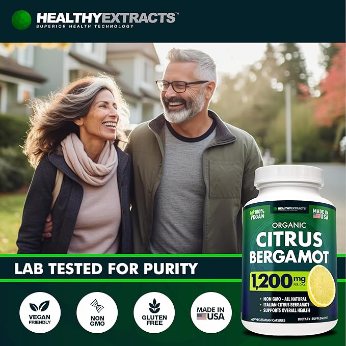 Citrus Bergamot Supplement – 150:1 Extract 1200mg per Serving 80% Polyphenols Italian Sourced 60 Count 1 Month Supply Made in the USA
