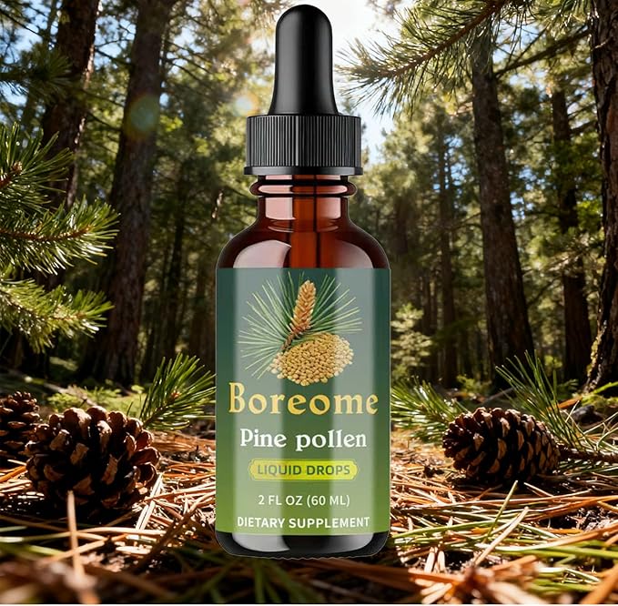 Pine Pollen Tincture - Pine Pollen Powder Liquid Drops for Men &amp Women - Vegan Sugar &amp Alcohol-Free Supplement - 2 fl oz