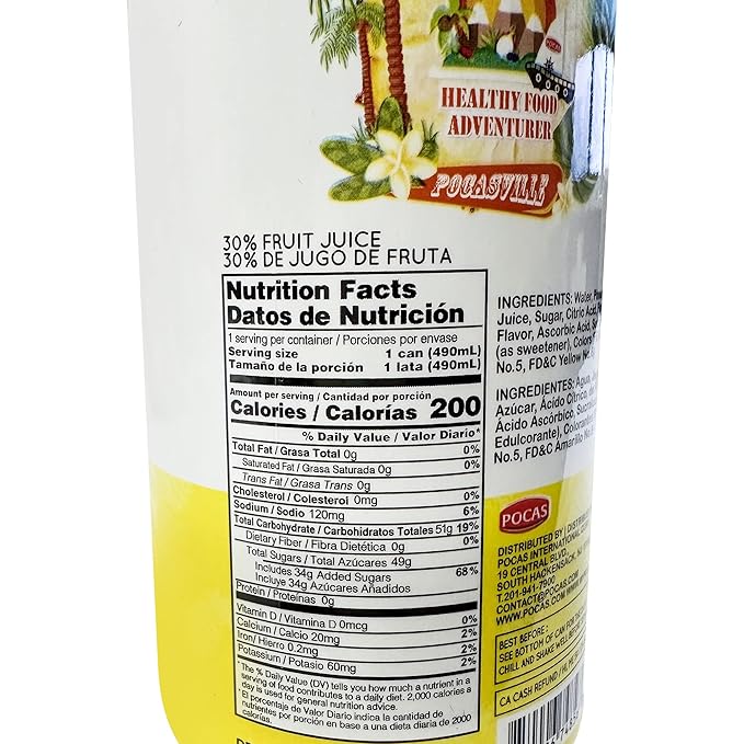 Pocasville Fruit Juices Squeezed not form Concentrate 16.5 Fluid Ounce Can (Pineapple 12)