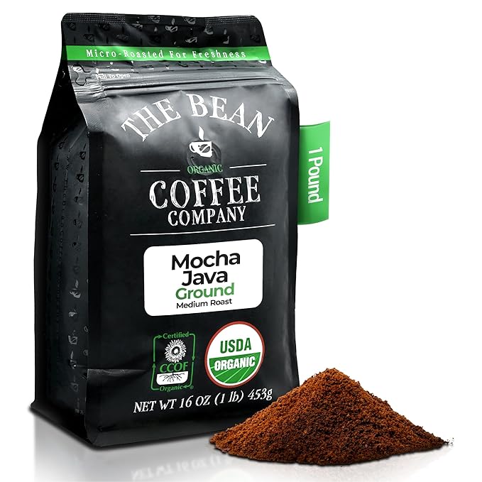 The Bean Organic Coffee Company Mocha Java Medium Roast Ground Coffee 16-Ounce BagCafé molido tostado organico