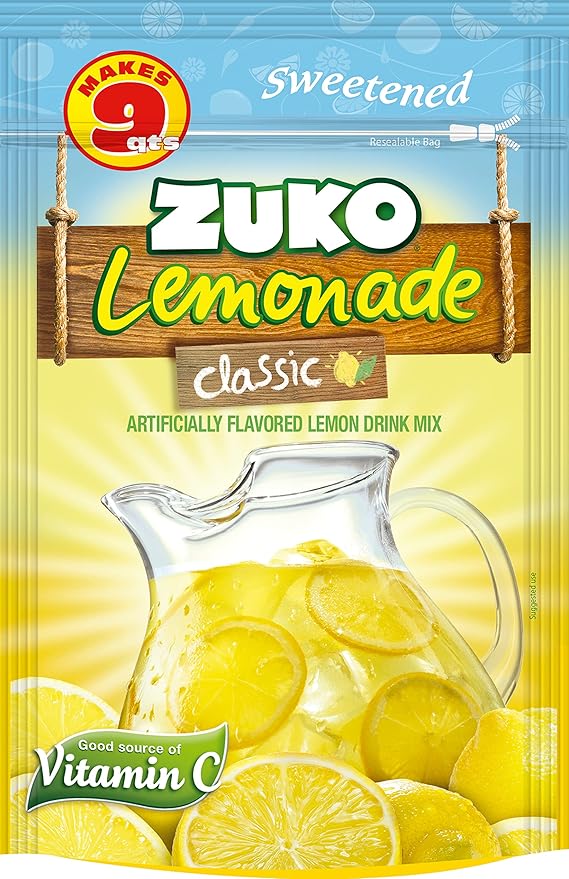 Zuko Classic Lemonade Powdered Drink Mix Family Pack No Added Sugar Needed 14.1 oz (Pack of 6)