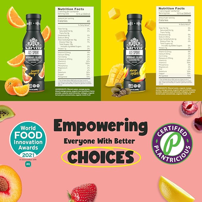 Karviva Organic Detox Juice Cleanse &amp Immunity Boost Ancient Remedies for Gentle Detox &amp Restore Digestion Prebiotics Vitamin C D &amp Marine Collagen Low-Sugar Gluten-Free 1 to 3 Day