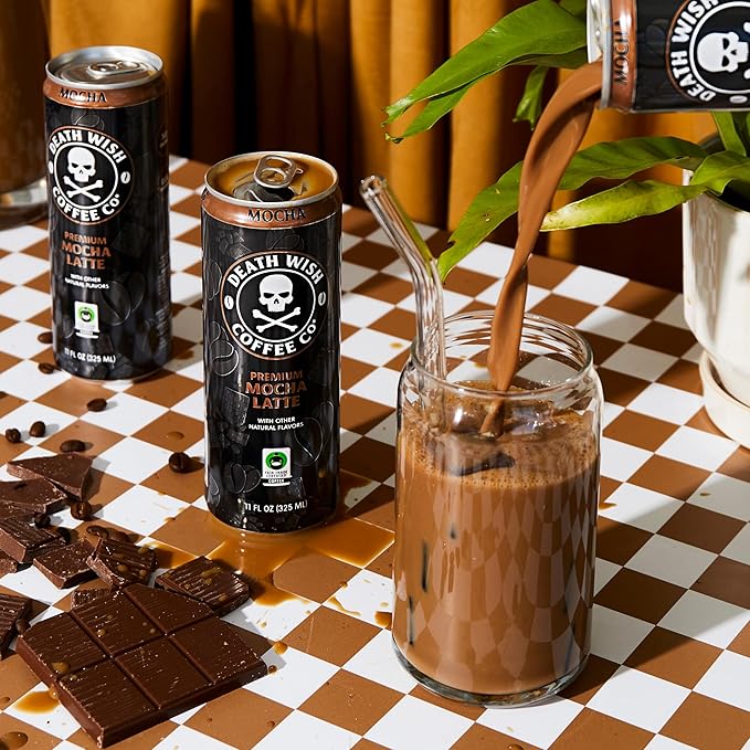 Death Wish Coffee Iced Coffee Cold Brew 8g Protein Fair Trade (Mocha Latte)