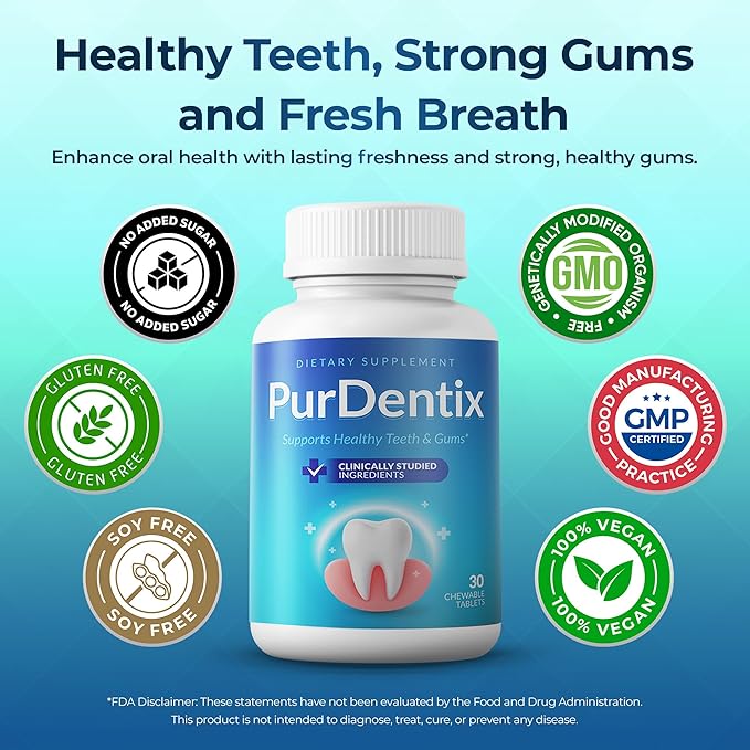 Oral Health Probiotic – 4-Strain Formula for Healthy Gums Teeth &amp Fresh Breath – 30 Chewable Tablets