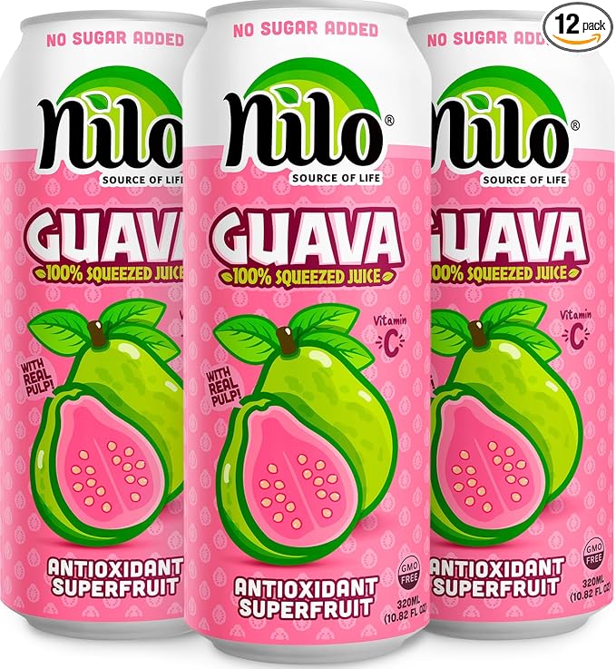 NILO Guava Juice | 100% Squeezed Guayaba Pink Guava | NO Sugar added | NOT From Concentrate | 10.8 oz (Pack of 12)