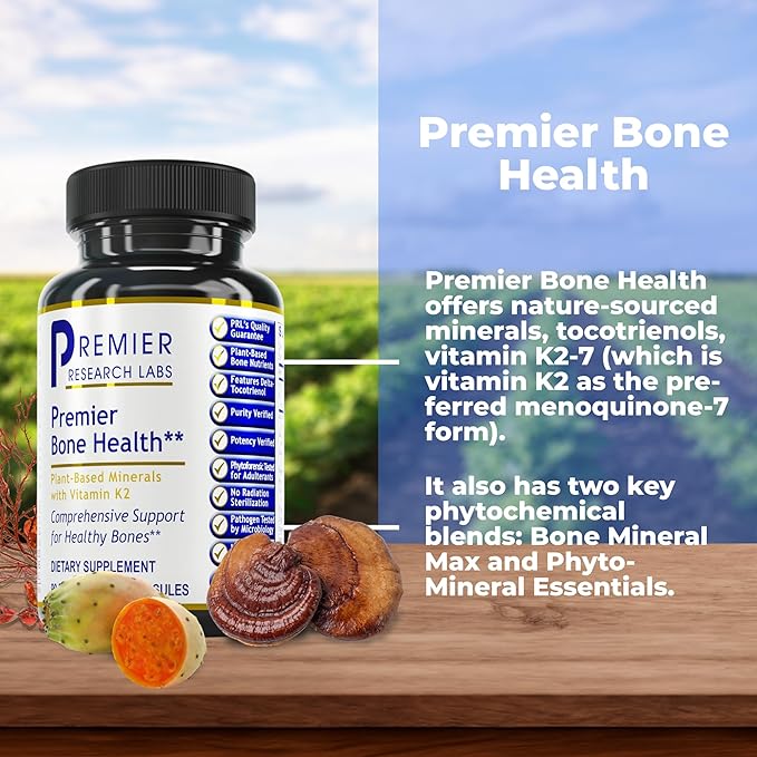 Premier Research Labs Premier Bone Health - Bone Health Vitamins Bone Strength Supplement for Women &amp Men Calcium Supplement with Vitamin K2 Healthy Bone Support - 90 Capsules