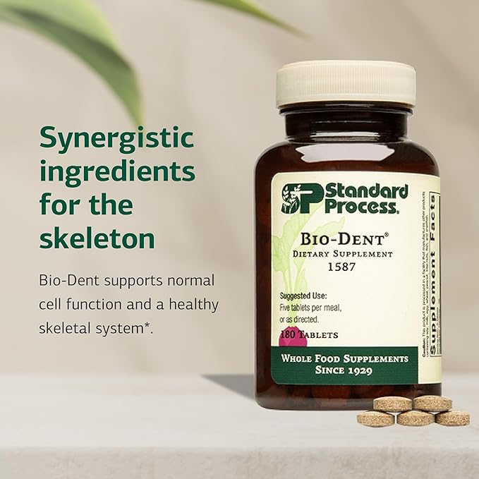 Standard Process Bio-Dent - Supports Bone &amp Muscle Health - Aids The Production of Cartilage &amp Collagen - Supports Energy Metabolism - Whole Food-Based Supplement - 180 Tablets
