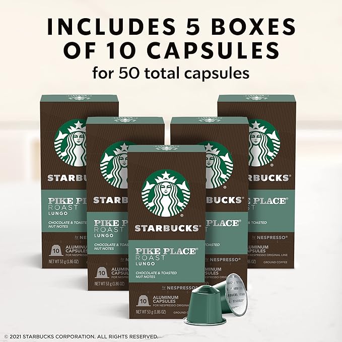 Starbucks by Nespresso Original Line Pike Place Medium Roast Coffee 50-count Espresso Pods
