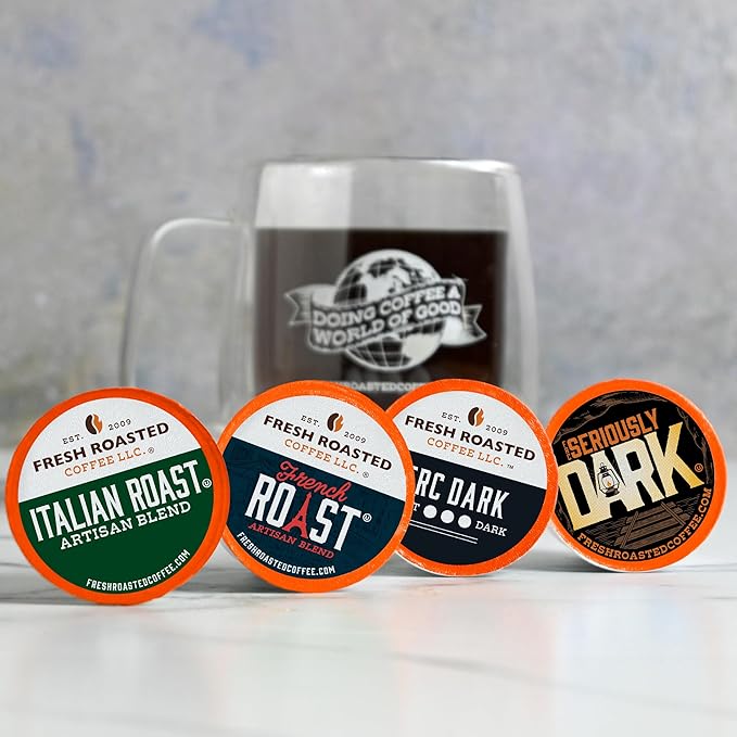 Fresh Roasted Coffee Dark Roast Blend Variety Pack K-Cup Compatible 96 Count