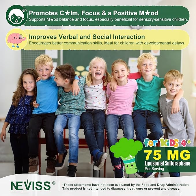 Liposomal Sulforaphane Supplement Gummies for Kids 4+ &amp Adults Broccoli Sprouts Extract w/Myrosinase Glucoraphanin Quercetin Omega-3 Vitamin C E for Antioxidant Cellular Health Vegan 120
