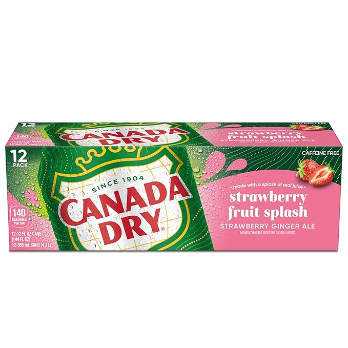 Canada Dry Fruit Splash Strawberry Ginger Ale Soda 12 fl oz cans 12 pack