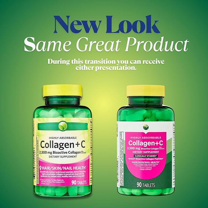 KP+ Collagen | Collagen + C 2500 mg | 90 Tablets | Supports Hair Skin &amp Nail Health | Bioactive Collagen Peptides + Vitamin C Supplement | Pack of 2