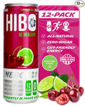 HIBO Healthy Energy Drinks Sugar Free – Gluten-Free &amp Gut-Friendly Prebiotic Fiber w/ 140mg Caffeine &amp 60mg Green Coffee Extract Electrolytes – Supports Immunity &amp Focus - Pack of 12 Che