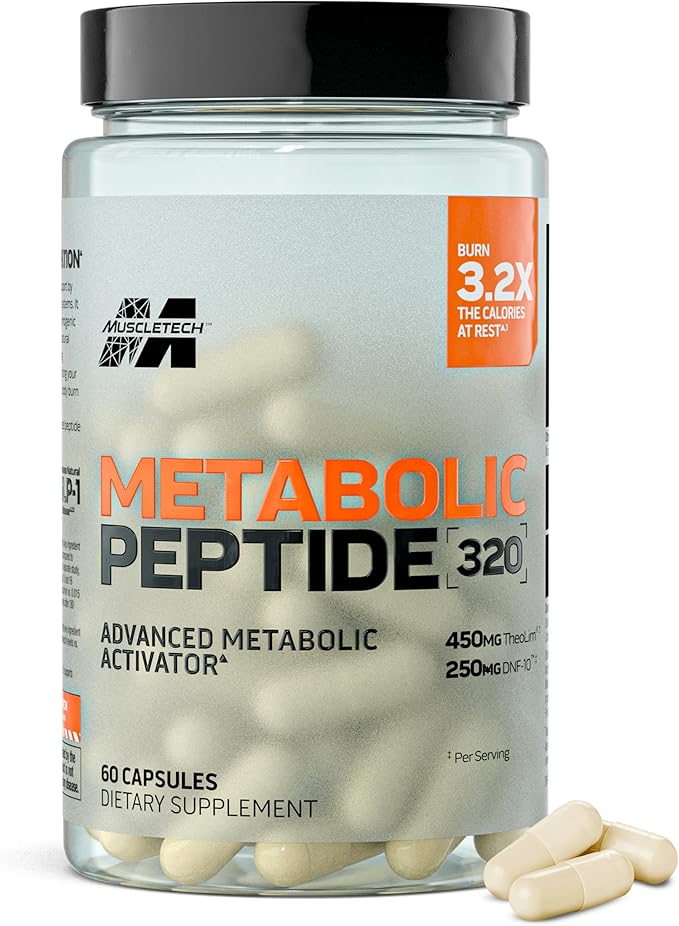 MuscleTech Metabolic Peptide 320 - Advanced Metabolic Activator Supplement Supports Natural GLP-1 Release for Weight Management &amp Energy Enhancement with TheoLim &amp DNF-10 60 Count