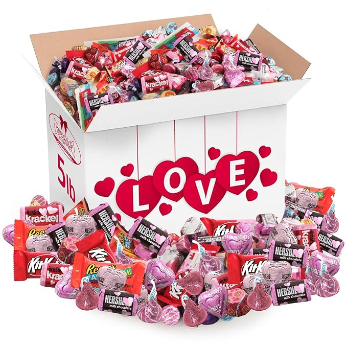 Mothers Day Chocolate Mix 5lb Pack of Heart Candy Bulk Individually Wrapped Ideal Valentine Candy Assortment for All Ages Perfect Mothers Day Chocolate Gifts for Loved Ones