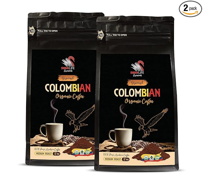 colombian coffee gift set - COLOMBIAN GROUND COFFEE ORGANIC medium roast 100% pure arabica acidity medium fair trade - medium roast coffee 2 Bags (24 Oz)