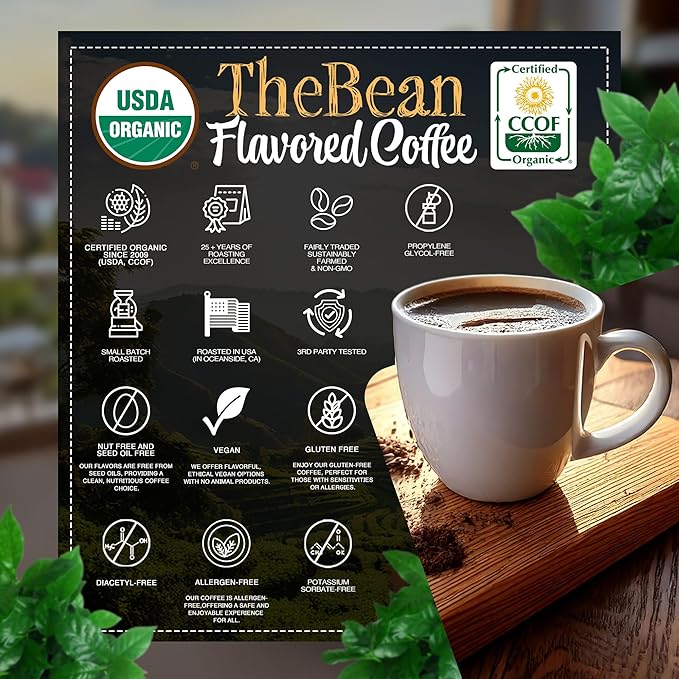 The Bean Organic Coffee Company Chocolate Macadamia Nut Medium Roast Whole Bean Coffee 5-Pound Bag