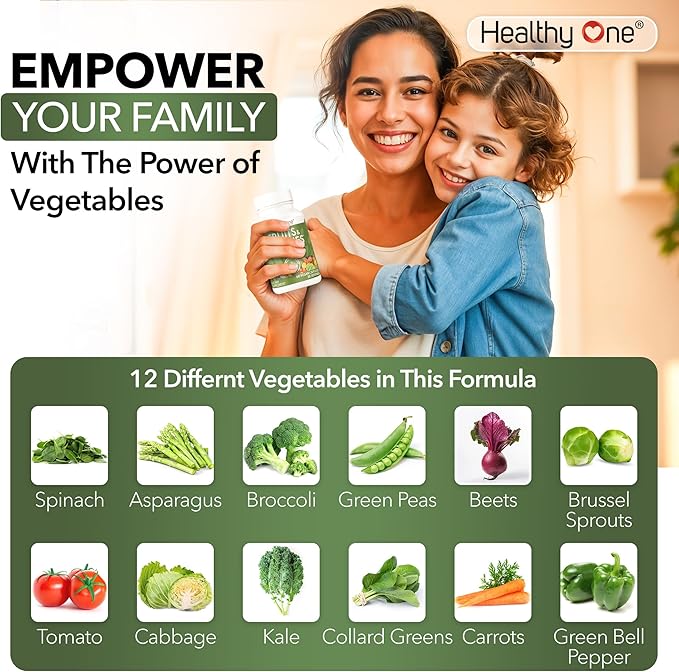 Fruits &amp Veggies Formula - 27 Premium Whole Foods - Organic Ingredients - Equals 3 Servings of Fruits &amp Vegetables - Improve Energy Focus &amp Immune Function - Fiber - Antioxidants - 120ct
