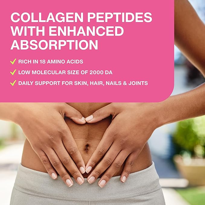 Advanced Collagen Peptides Powder for Women - Hyaluronic Acid Biotin &amp Vitamin C Hydrolyzed Protein Hair Skin Nails &amp Joint Support - Grass Fed Type I &amp III Keto Paleo Kosher 9.88 oz