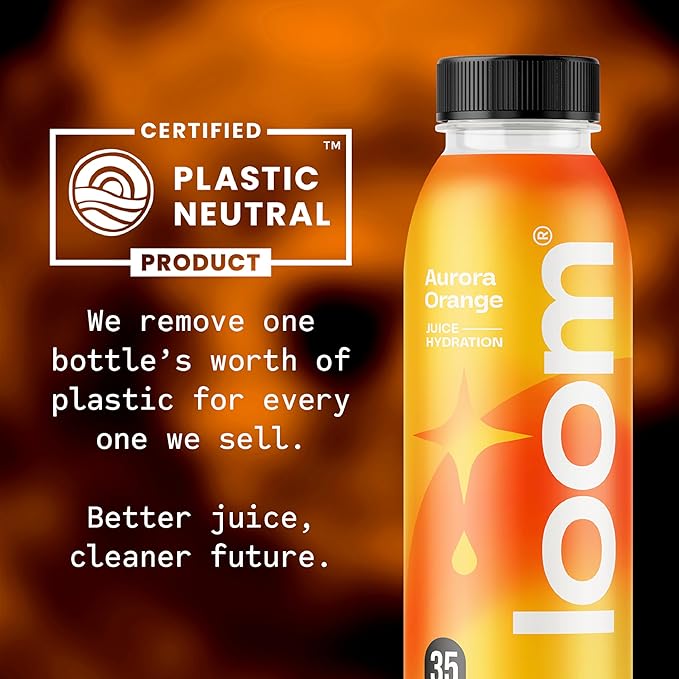 Aurora Orange Juice Drinks by Loom Low Sugar Juice Real Fruit No Added Sugar Healthy Hydration 30 Calories Non-GMO 12 oz bottles 12 pack