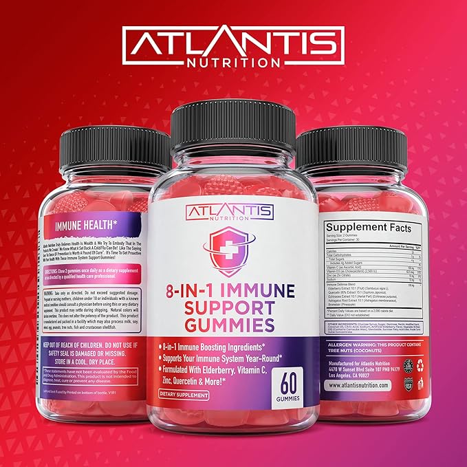 Atlantis Nutrition Collagen 60 Gummies + 8-in-1 Immune Support 60 Gummies