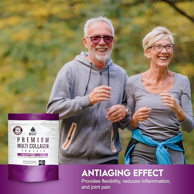 MO4T Hydrolyzed Multi Collagen Powder -Collagen Protein- Collagen Peptides-Type 123510 -Sugar-Free (1 Pound) Hair Skin &amp Nail Paleo &amp Keto Non-GMO