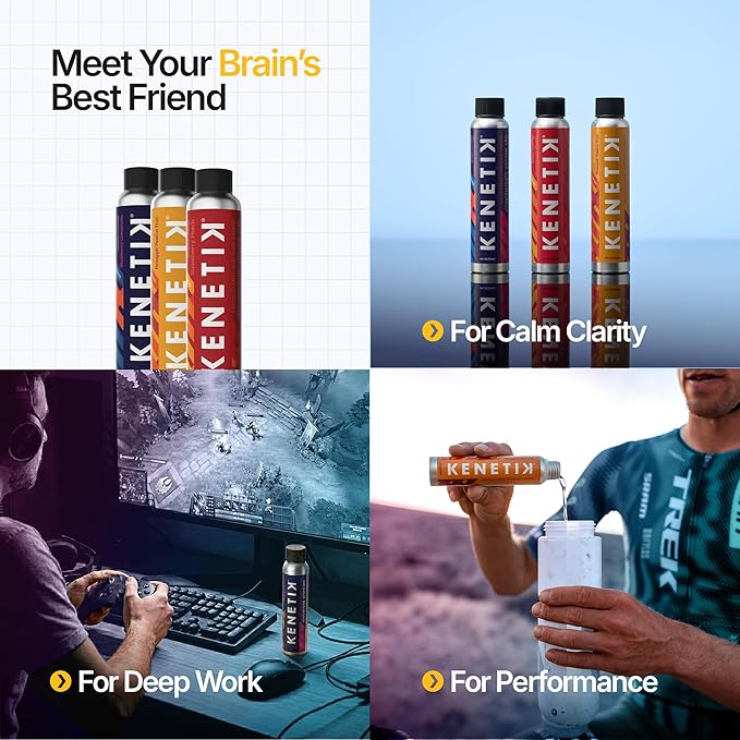 KENETIK Caffeine-Free Focus Concentrate – Brain Fuel for Mental Clarity Cognitive Endurance Sugar-Free Bioidentical Ketones (D-BHB) 4oz (4 Servings) – 3 Pack Blackberry Lemonade