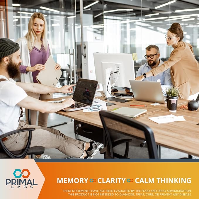 Primal Health CogniForce - Memory &amp Brain Health - Acetyl L-Carnitine Formula - Better Cognitive Performance - Clarity + Focus + Better Recall + Calm Thinking - Dietary Supplement - 60 Capsules