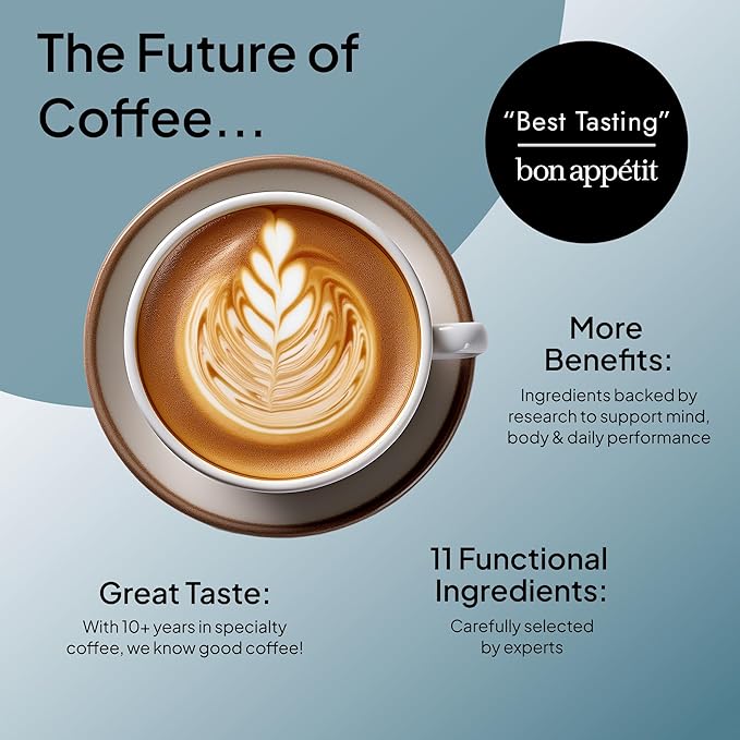 Atlas+ Mushroom Coffee Superblend– Premium Coffee with Collagen Probiotics D3 &amp B12 Lion’s Mane Reishi Cordyceps– for Energy Focus Immunity &amp Gut Health– 28 Servings (1 Bag)