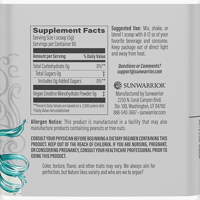 Sunwarrior Vegan Collagen Building Powder | Plant-Based Vanilla Flavored 20 Servings &amp Creatine Monohydrate Powder | Micronized Creatine Unflavored 60 Servings