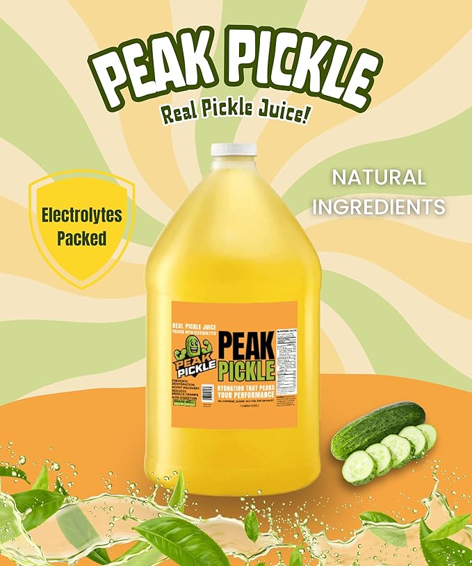 Peak Pickle Dill Pickle Juice - 1 Gallon Sports Drink For Leg Cramps- Pickle Juice Gallon for Muscle Cramp Relief