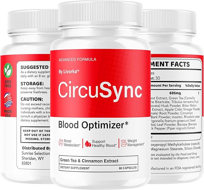 Circusync Capsules - Official Circu Sync Advanced Blood Health Support Supplement Pills - Maximum Strength Natural Vitamins Formula for Overall Health &amp Wellness 60 Capsules for 1 Month