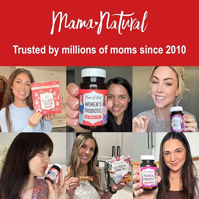 Mama Natural Hot Chocolate Multi Collagen Protein Powder Made with Organic Cacao Types 1 2 3 4 5 10 Collagen Peptides Powder - Grass Fed Beef Wild Fish Marine &amp USA Eggshell - 16 Servings