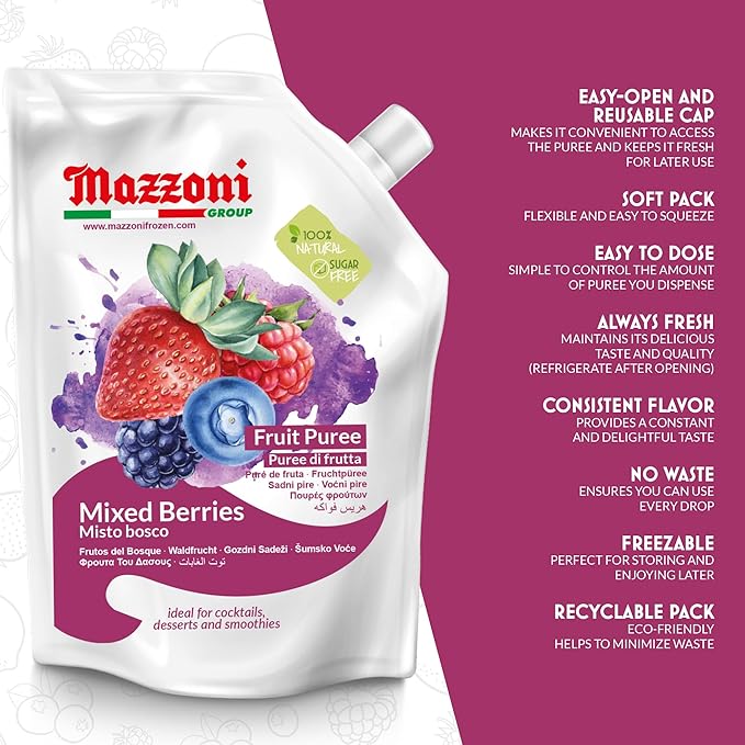 Mazzoni - Lime Juice &amp Mixed Berry Puree - 100% Natural
