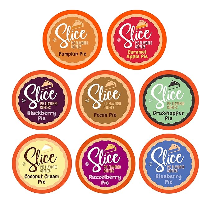 Slice Coffee Flavored Coffee Variety Pack for Keurig K Cup Brewers 40 Count Pie Flavors (Blackberry Grasshopper Pecan Coconut Cream Razzleberry)