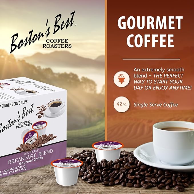 Boston’s Best - Smooth Light-Roast Breakfast Blend Delicious Gourmet Coffee Compatible with Keurig Coffee Maker 1 Count (42 Single Serve Cups)