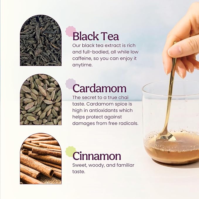 Blume Superfoods Latte - Vanilla Chai Blend with Black Tea Cardamon Cinnamon Low-Caffeine Low-Sugar Organic Keto Friendly Vegan Mushroom Blend- 25 Servings